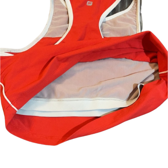 Fabletics Moorea Bra Red White Cropped Longline Workout Athletic Top Bralette - Picture 8 of 9